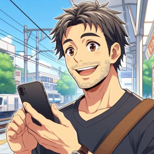 LINEする男性